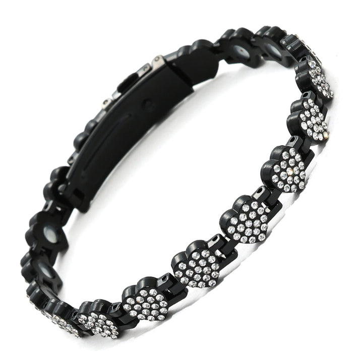 Fashion Light Luxury Heart Full-Diamond Magnetic Bracelet - Alloy Single-Row Couple Jewelry