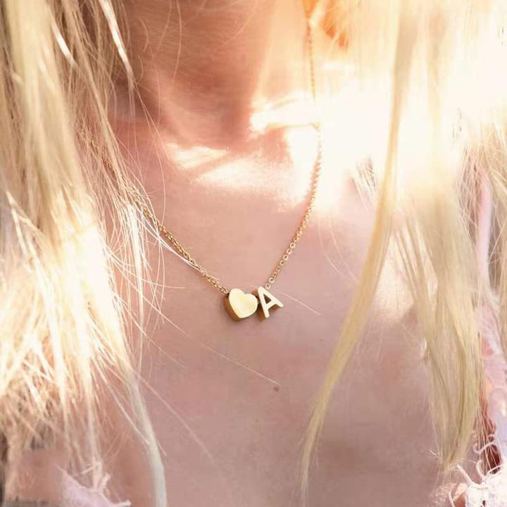 Heart & Initial Letter Choker (26 Letters Optional | Gold/Silver Dual Tone)