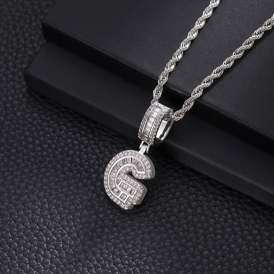 Full-Diamond Letter Cuban Link Necklace (26 Letters Optional | Gold/Silver Dual Tone)