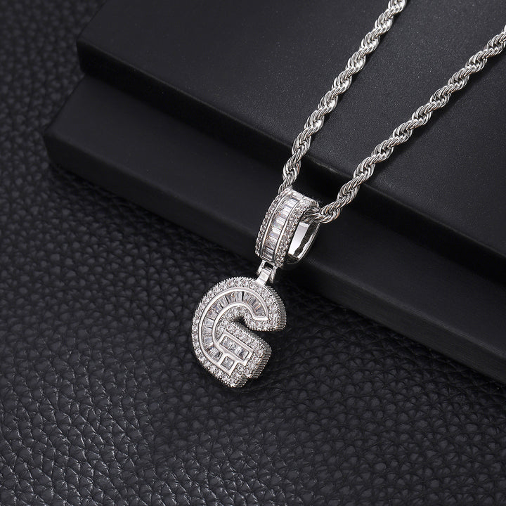 Full-Diamond Letter Cuban Link Necklace (26 Letters Optional | Gold/Silver Dual Tone)
