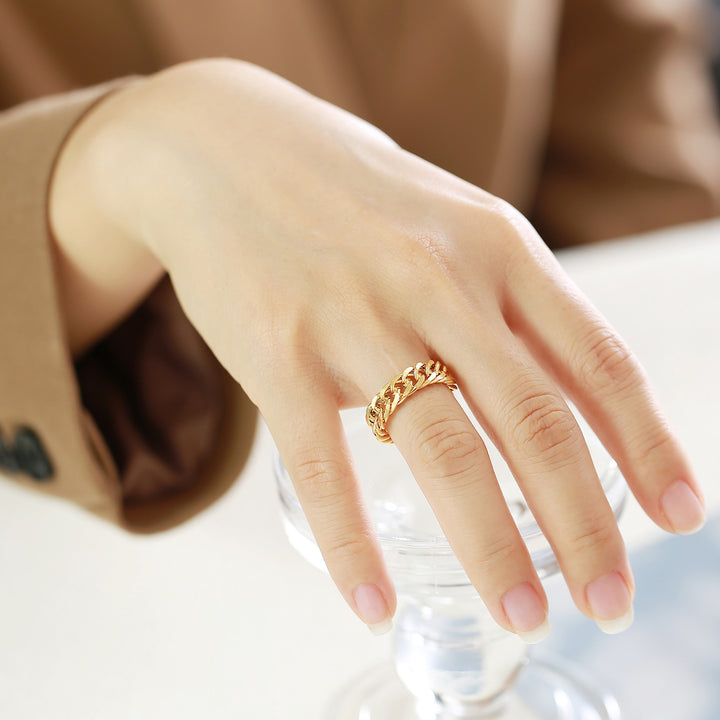 Minimalist Braided Cuban Link Ring (Light Luxury Street Style)