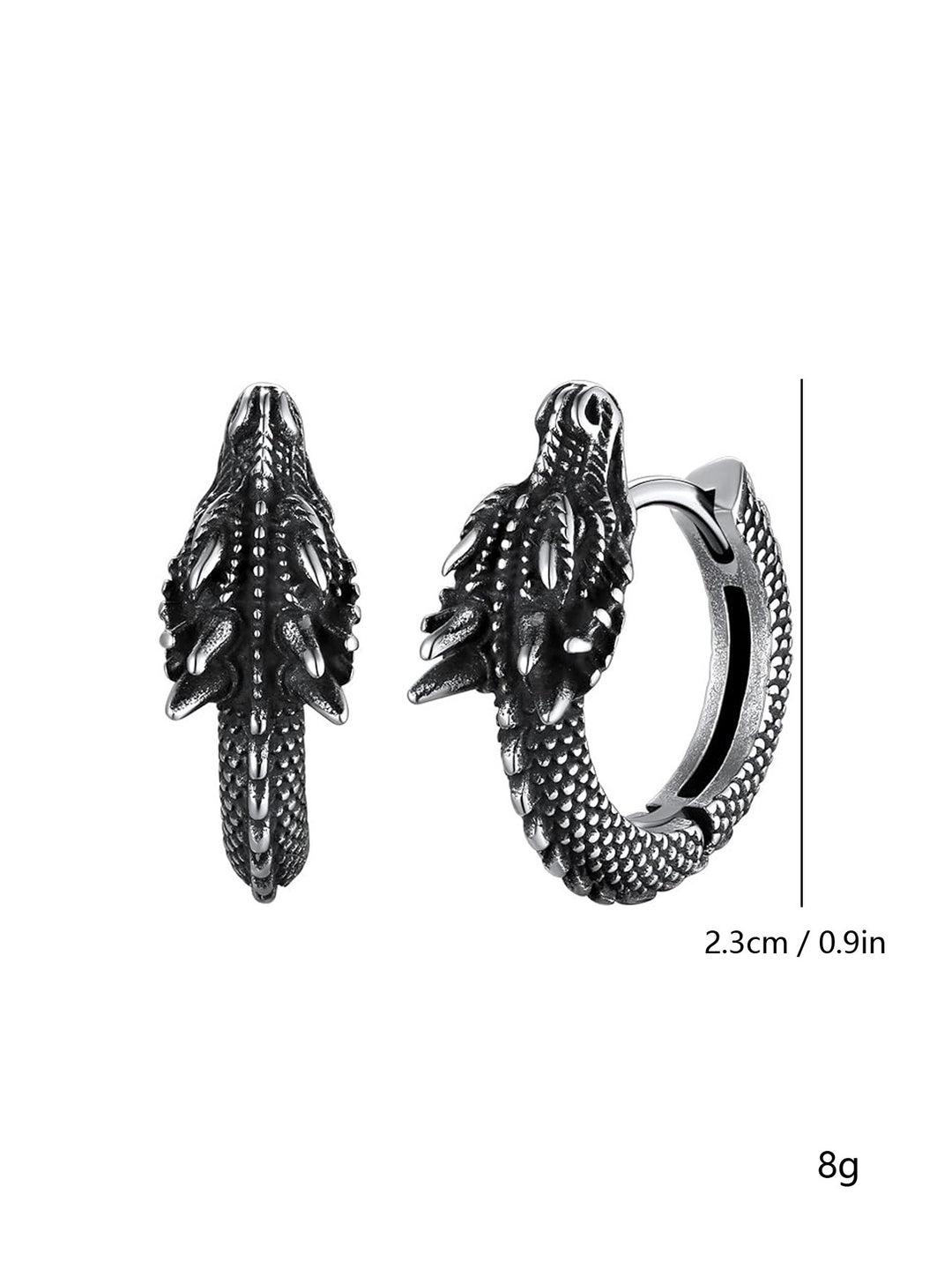 Retro Punk Style Titanium Steel Dragon Hoop Earrings (Dark Hardcore Style)