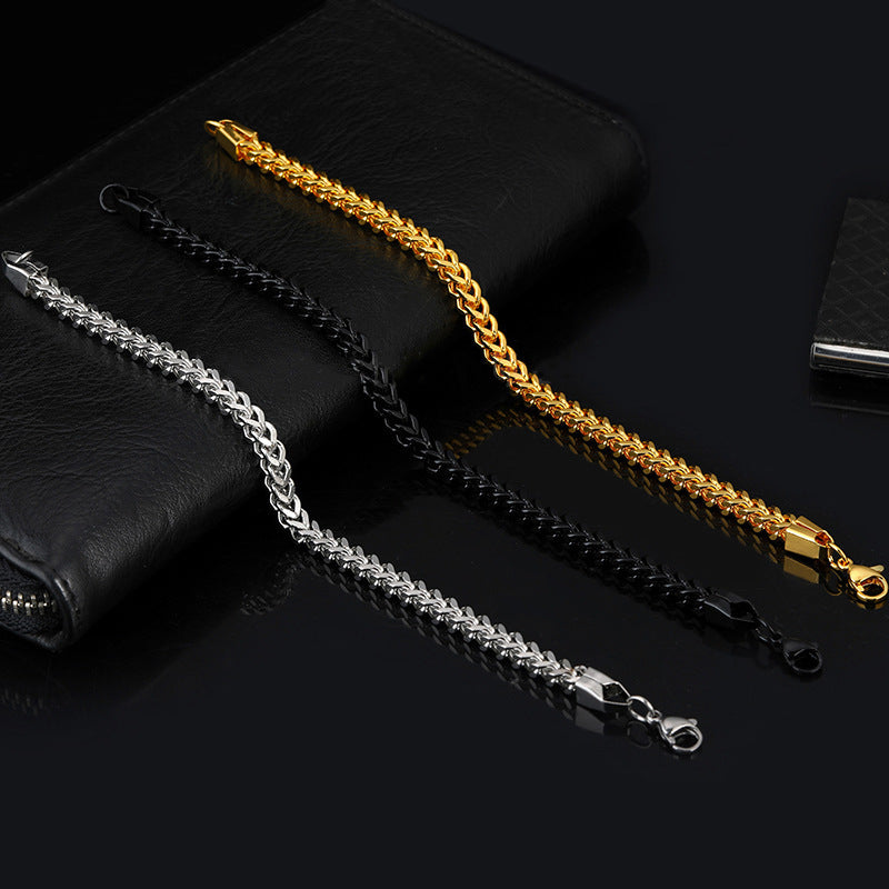 Titanium Steel Braided Cuban Link Bracelet (Light Luxury Multi-Color Style)