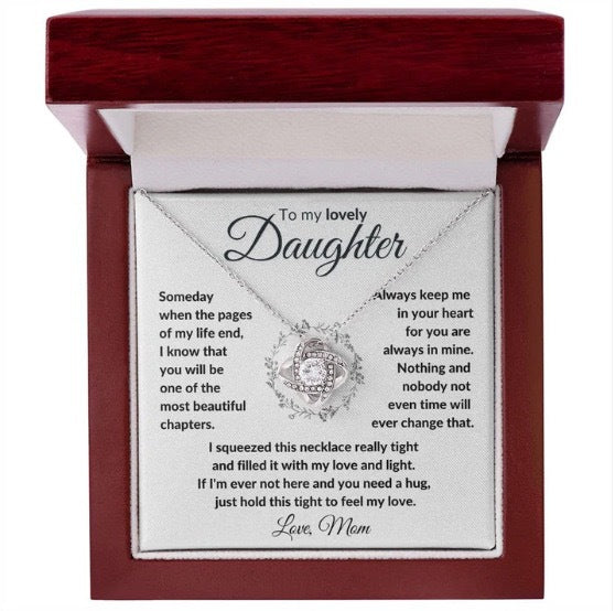 S925 Sterling Silver Gold-Plated Eternal Knot "To My Daughter" Necklace (Motherly Love Memorial Style)
