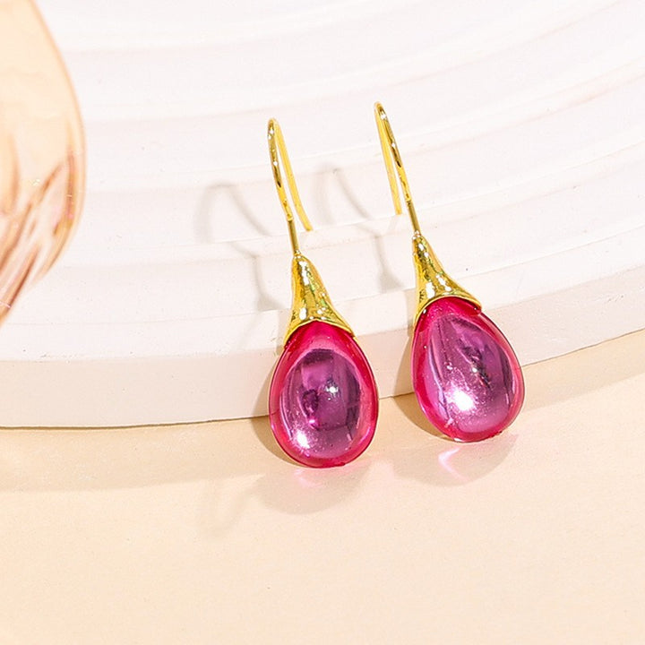 Glass Water Drop Hook Earrings (Women's Minimalist Luxury Style)