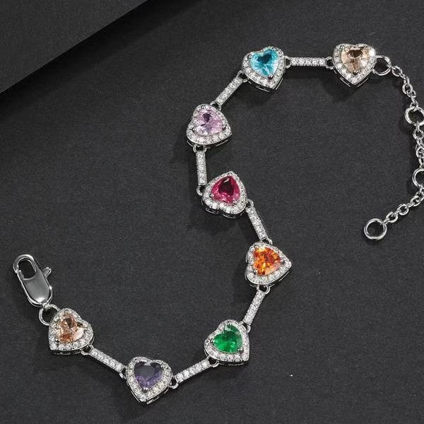 18K Gold Heart Zircon Necklace & Bracelet Set for Women – Vintage Luxury Elegant Choker