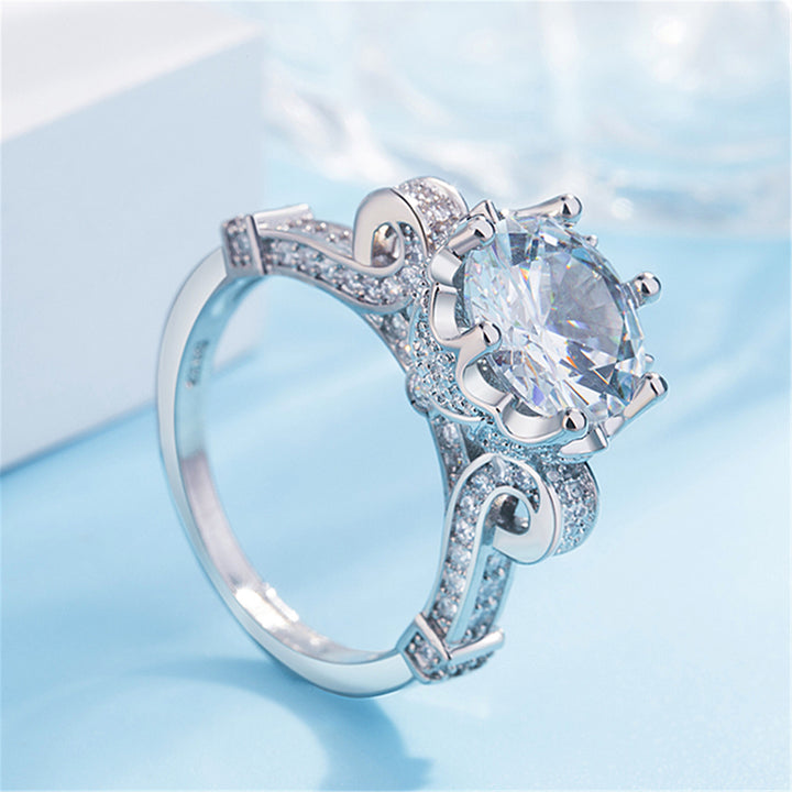 Palace Pattern Center Stone Ring (Women's Luxury Vintage Style)