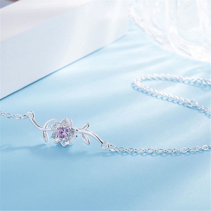 Silver-Plated Sakura Bracelet for Women – Fashion Flower Design, Hypoallergenic Jewelry