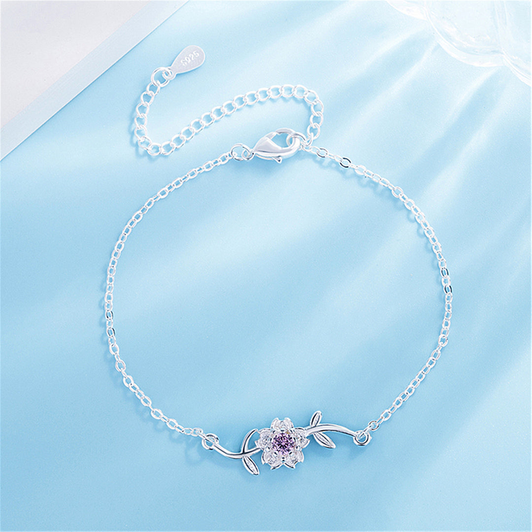 Silver-Plated Sakura Bracelet for Women – Fashion Flower Design, Hypoallergenic Jewelry