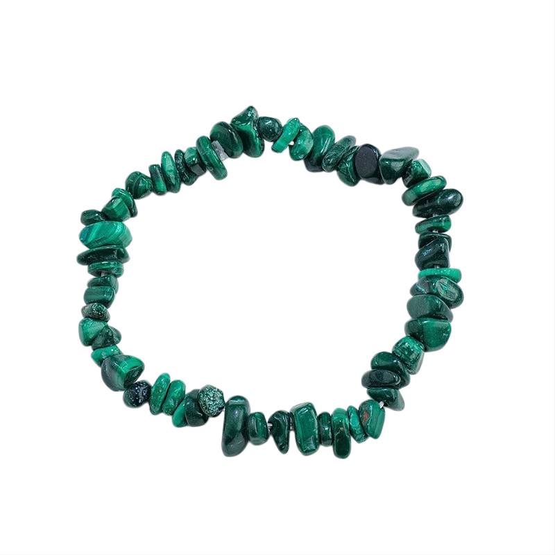 Natural Crystal Chip Stretch Bracelet, Malachite/Aventurine/Amazonite Casual Retro Beaded Bracelet