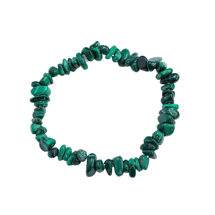 Natural Crystal Chip Stretch Bracelet, Malachite/Aventurine/Amazonite Casual Retro Beaded Bracelet