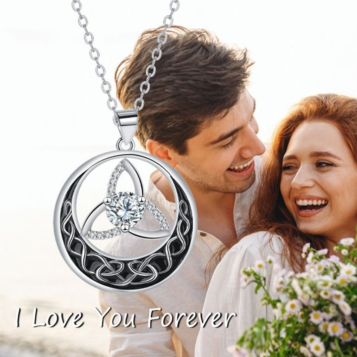 Celtic Knot Moon & Star Diamond Necklace (Light Luxury Niche Vintage Necklace)