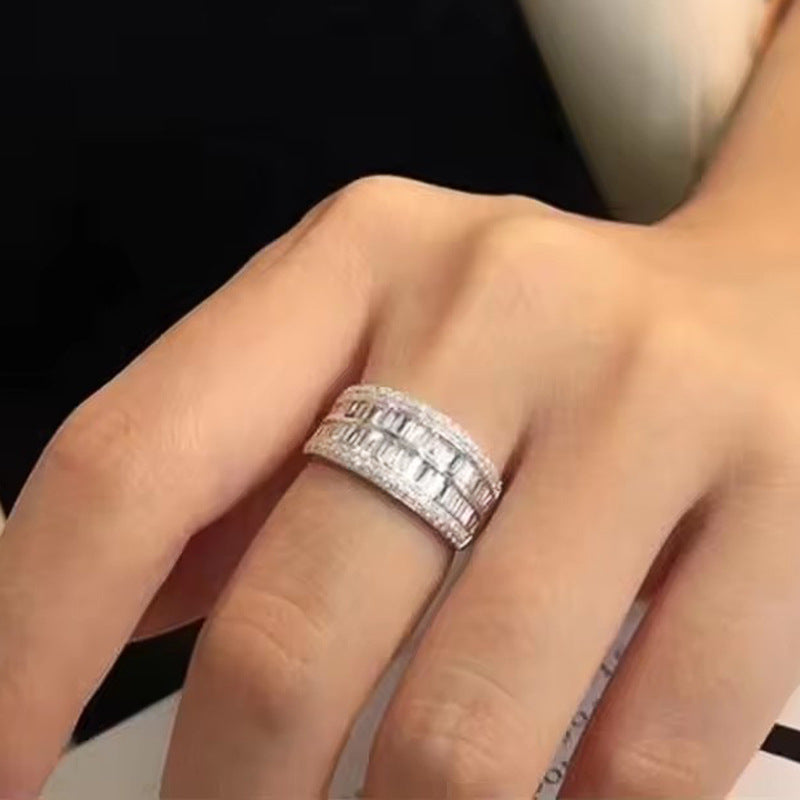 Wide‑Band Baguette‑Cut Full‑Pavé Ring