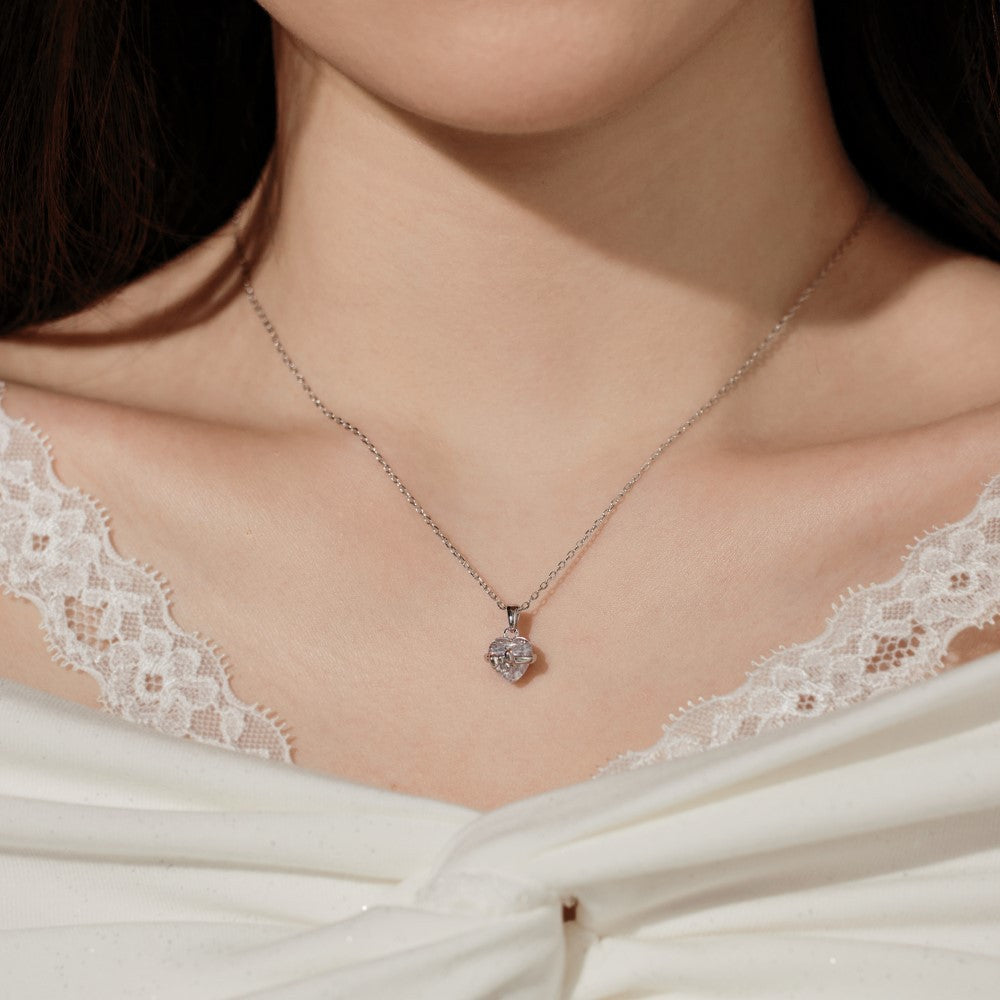 Heart Diamond Bow Jewelry Set (Earrings, Necklace, Ring Delicate Luxury Accessories)