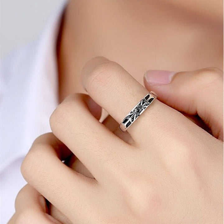 Knight & Princess Couple Ring Set (S925 Silver Blue Gem Vintage Wedding Band)