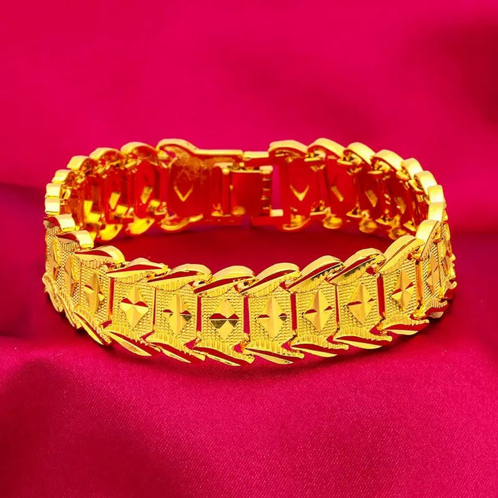 Watchband-Style Engraved Wide Bracelet (Light Luxury Business Personalized Bracelet)
