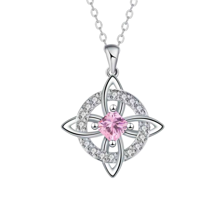 Witch's Knot Birthstone Necklace (12 Colors Silver Tone Pendant)