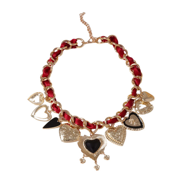 Creative Braided Chain Alloy Heart Pendant Necklace