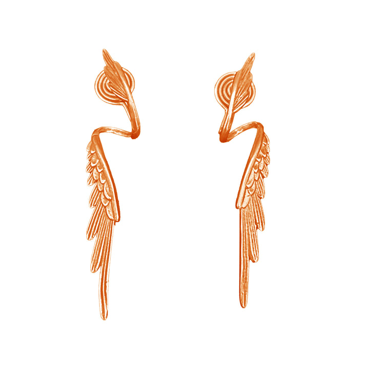 S925 Silver Angel Wing Long Drop Earrings