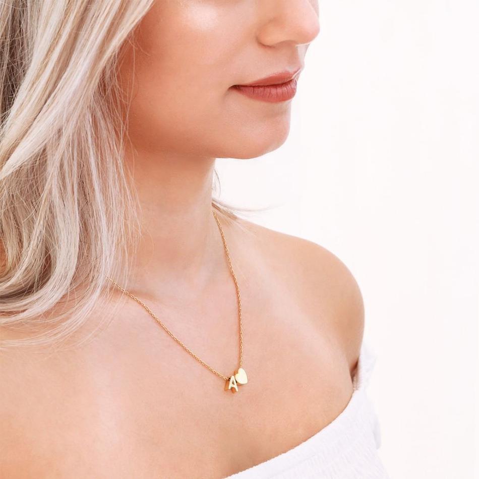 Heart & Initial Letter Choker (26 Letters Optional | Gold/Silver Dual Tone)