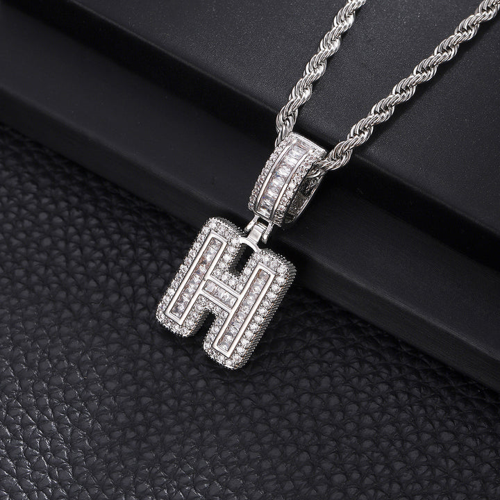 Full-Diamond Letter Cuban Link Necklace (26 Letters Optional | Gold/Silver Dual Tone)