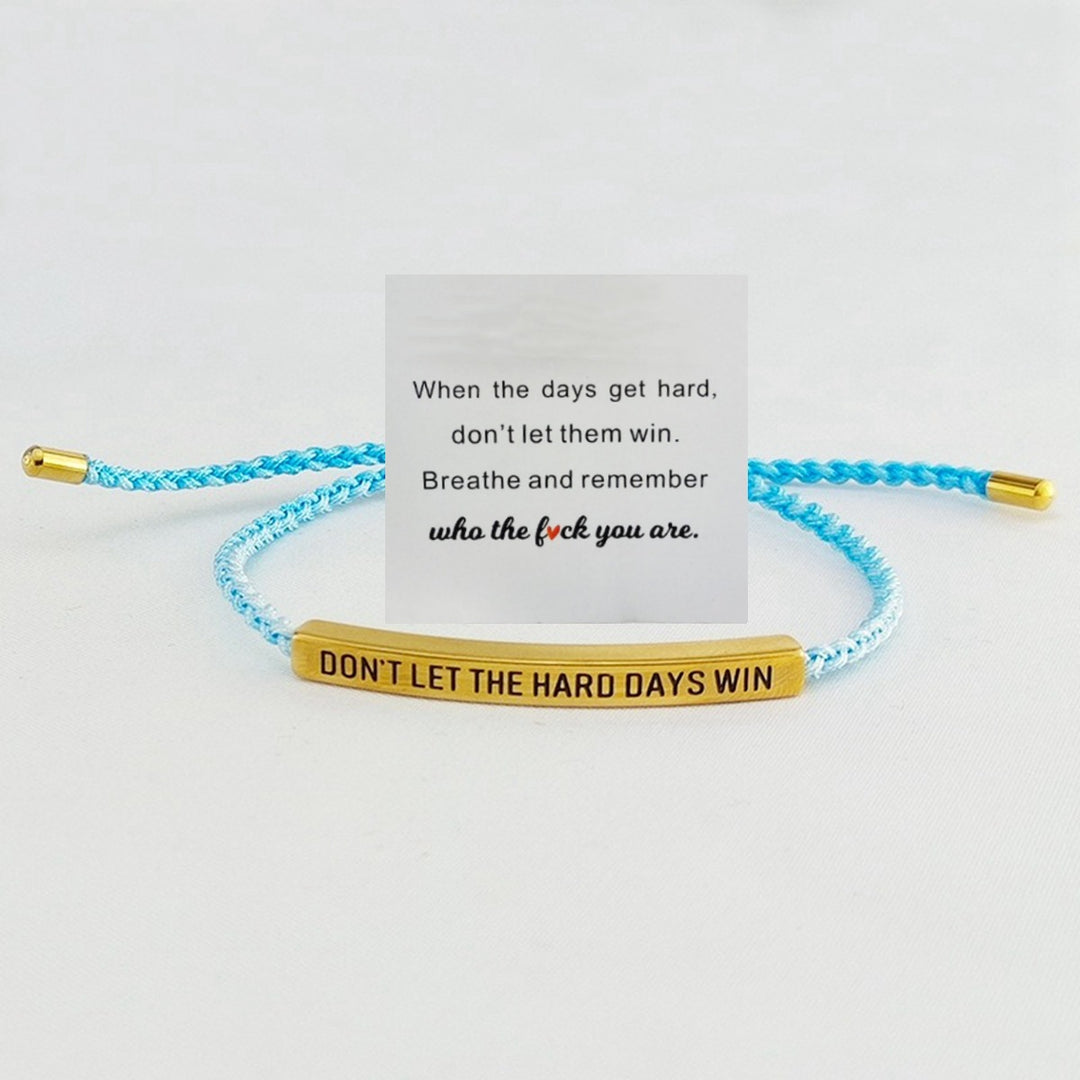 Motivational Quote 18k gold Curved Tube Curved Tube Bracelet (Handmade Braided Adjustable Engravable Cord)