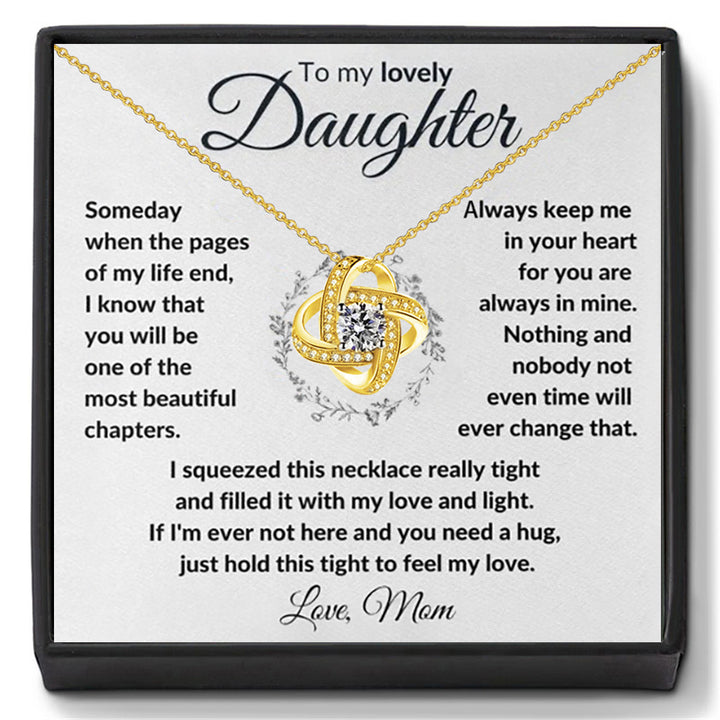 S925 Sterling Silver Gold-Plated Eternal Knot "To My Daughter" Necklace (Motherly Love Memorial Style)