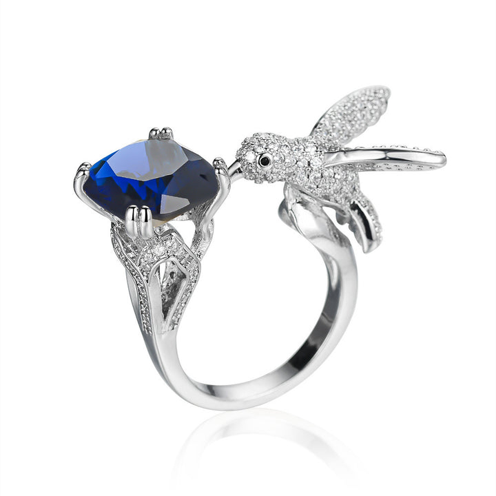 Multi-Color Diamond Hummingbird Open Ring (Gorgeous & Agile Style Series)