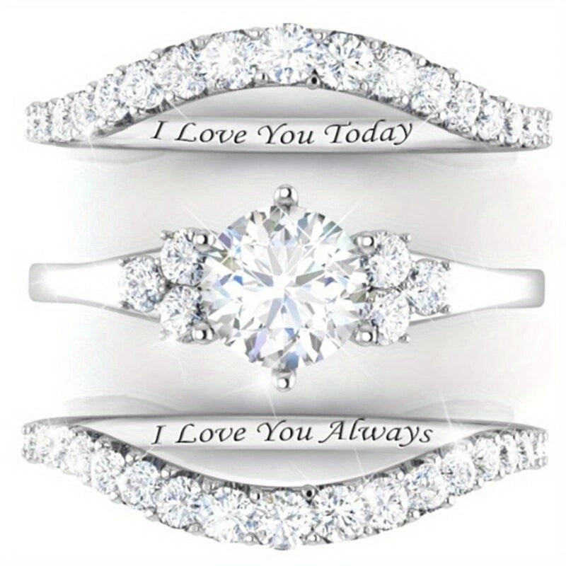Double-Band Love Vow Diamond Ring (Light Luxury Romantic Style Series)