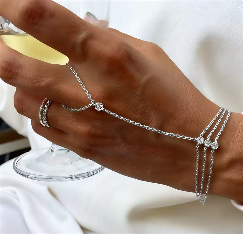 Luxury Gemstone/diamond Hand Chain Bracelet (Gold Tone Multi-Style Finger Bracelet)