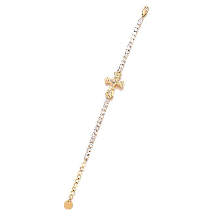 Cross Pavé Tennis Bracelet (2 Colors Delicate Statement Bangle)