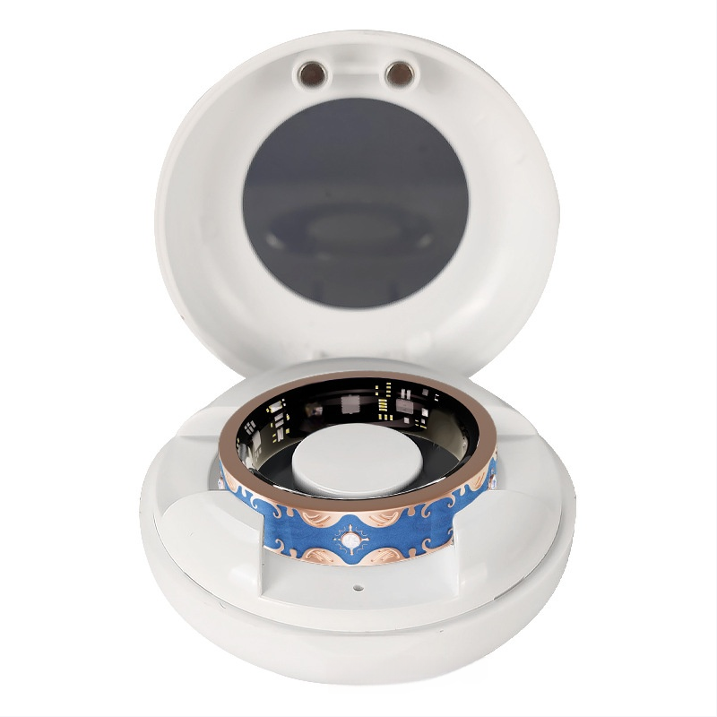 Vintage Enamel Smart Health Ring, Magnetic Fast Charging Waterproof Sports Blood Oxygen Heart Rate Sleep Tracker Band