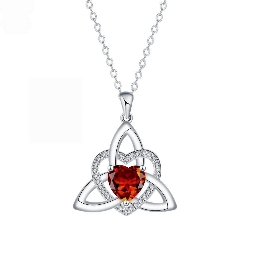 Celtic Knot Heart Birthstone S925 Silver Necklace