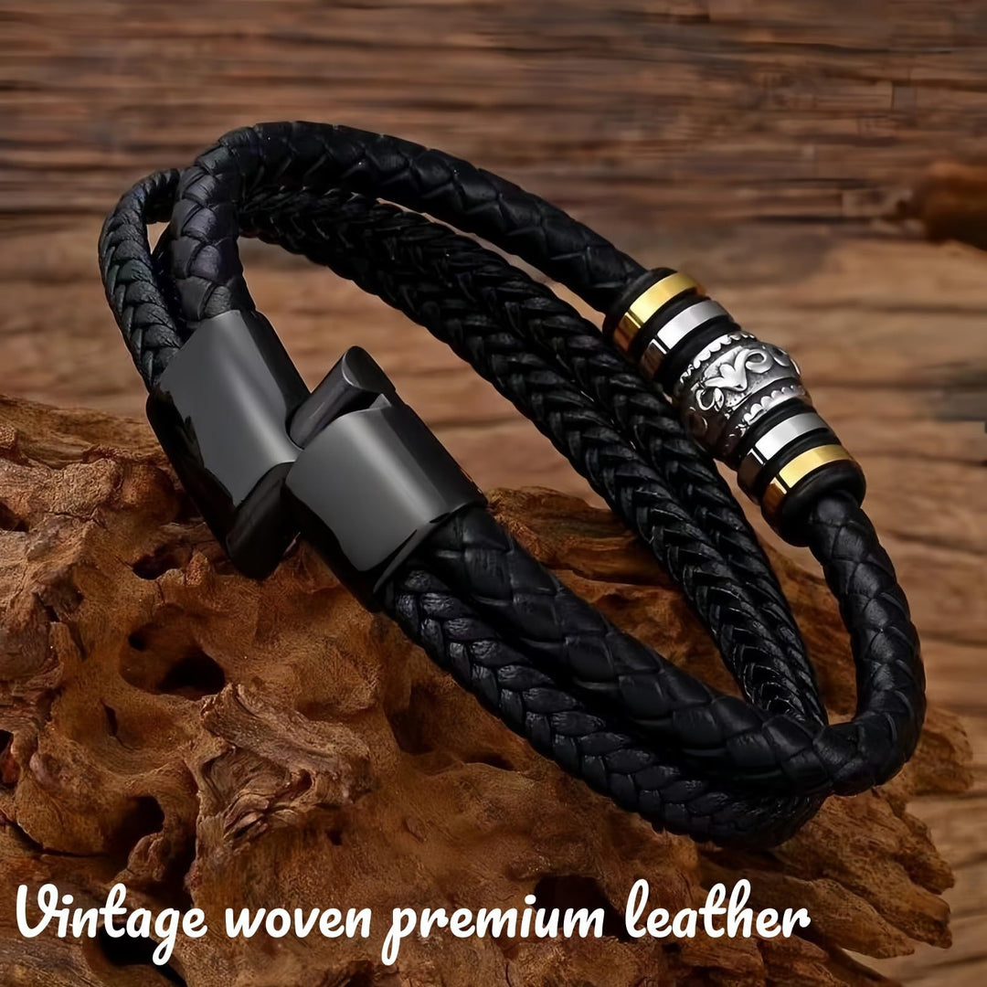 "To My Dad" Braided Leather Men's Bracelet (Father's Day Gift Box Set)