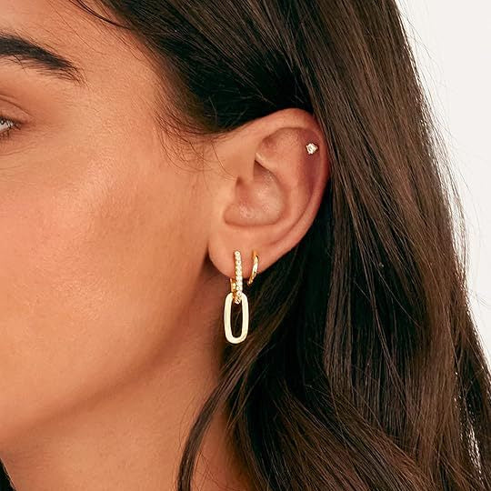 Double Rectangle Link Hoop Earrings, Smooth/Twisted/Pave Crystal Multi-Style Geometric U-Link Click Hoops Gold Silver Rose Gold Minimal Jewelry