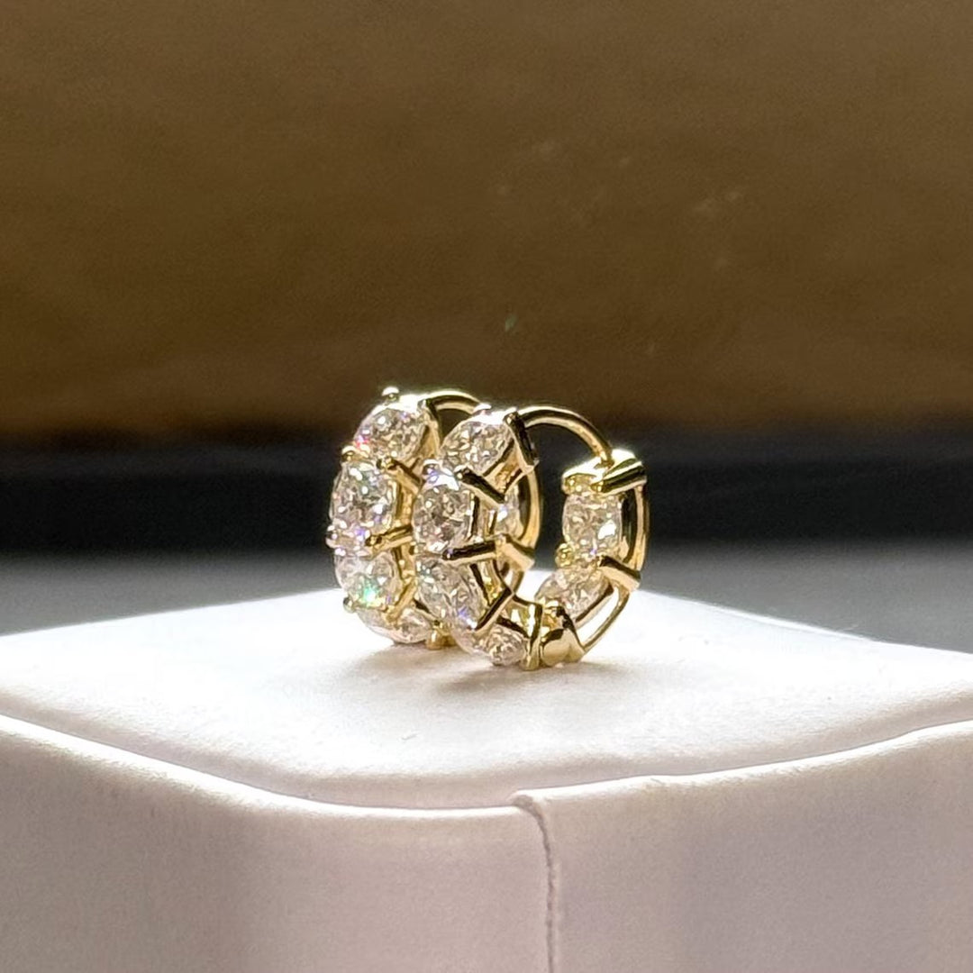 S925 Silver Paved Diamond Hoop Earrings