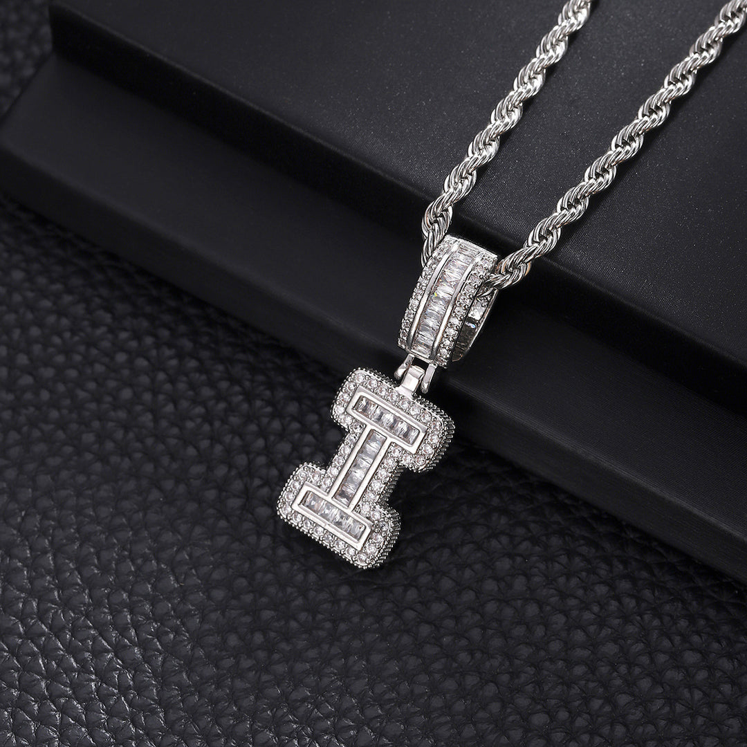 Full-Diamond Letter Cuban Link Necklace (26 Letters Optional | Gold/Silver Dual Tone)
