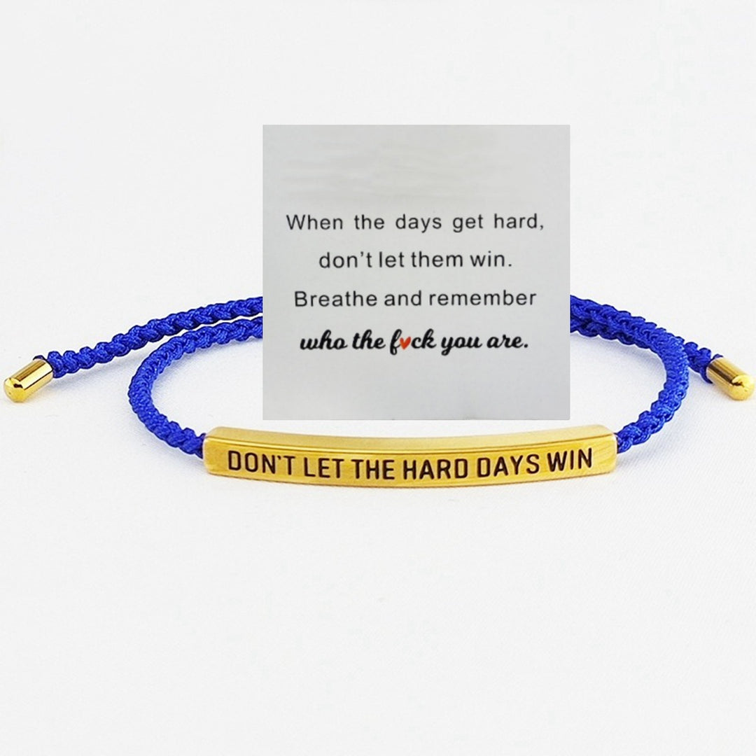 Motivational Quote 18k gold Curved Tube Curved Tube Bracelet (Handmade Braided Adjustable Engravable Cord)