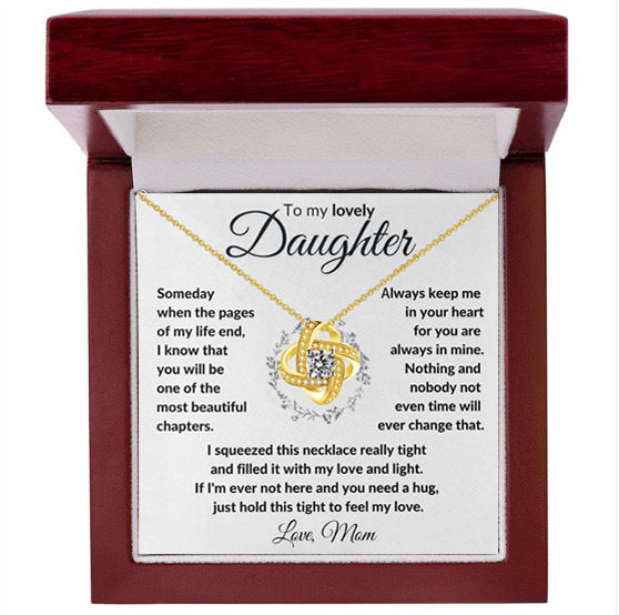 S925 Sterling Silver Gold-Plated Eternal Knot "To My Daughter" Necklace (Motherly Love Memorial Style)