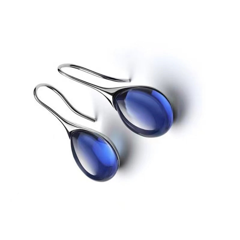 Glass Water Drop Hook Earrings (Women's Minimalist Luxury Style)