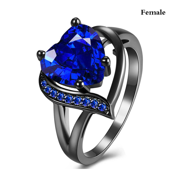 Dark Heart Colored Gem Couple Rings (Personalized Luxury Style)