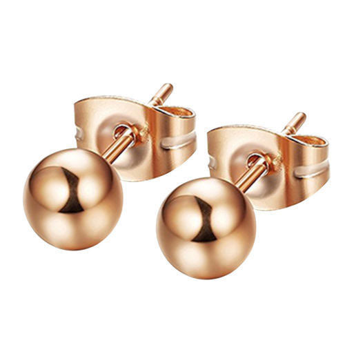 Polished Small Ball Stud Earrings for Women – 925 Silver Plated Black Gold Finish