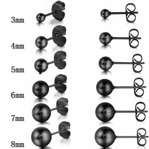 Polished Small Ball Stud Earrings for Women – 925 Silver Plated Black Gold Finish