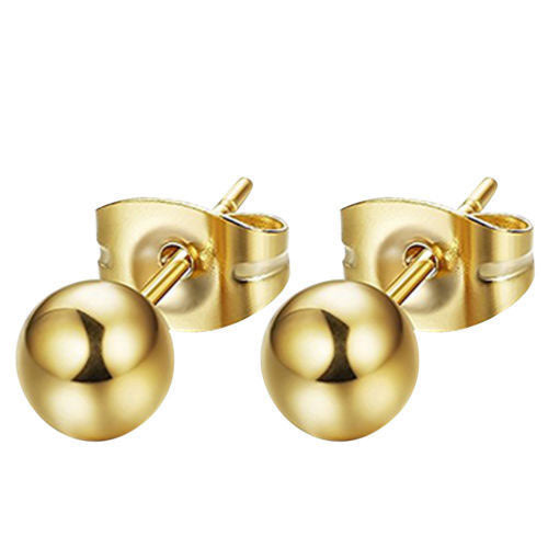 Polished Small Ball Stud Earrings for Women – 925 Silver Plated Black Gold Finish