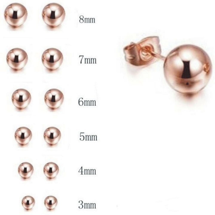 Polished Small Ball Stud Earrings for Women – 925 Silver Plated Black Gold Finish