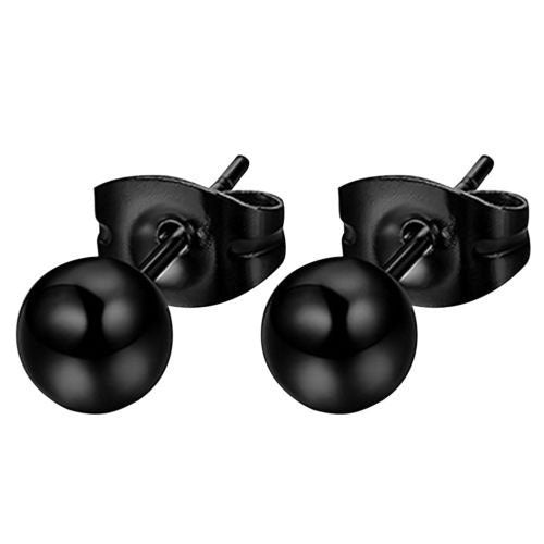Polished Small Ball Stud Earrings for Women – 925 Silver Plated Black Gold Finish