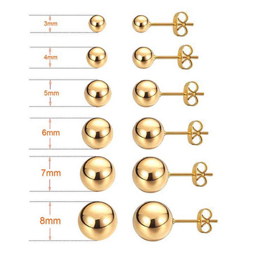 Polished Small Ball Stud Earrings for Women – 925 Silver Plated Black Gold Finish