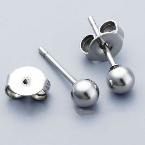 Polished Small Ball Stud Earrings for Women – 925 Silver Plated Black Gold Finish