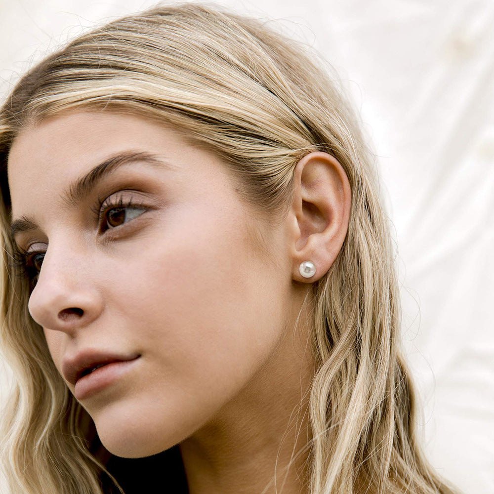 Classic Round Pearl Stud Earrings