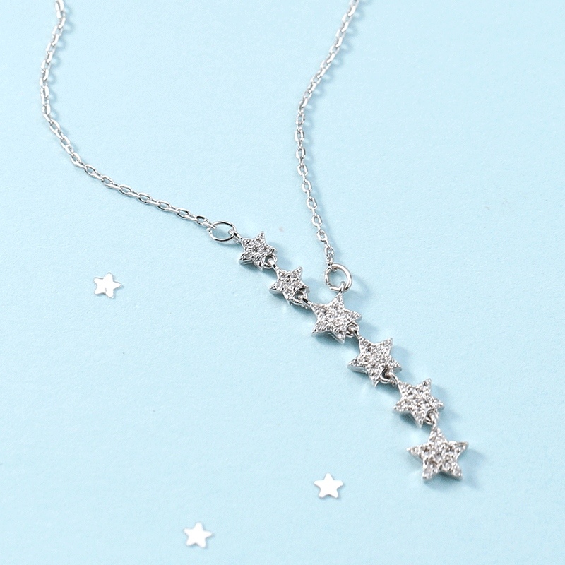 Pavé Starburst Linear Necklace (Light Luxury Niche Clavicle Chain)
